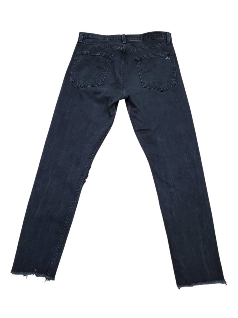 RAG & BONE SZ 30 Women's High-rise Skinny Destroyed Knee Frayed Raw Hem Black - Picture 6 of 13